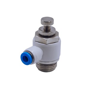 Zawór dławiąco-zwrotny kątowy G 1/4 ⌀ 8 biały   