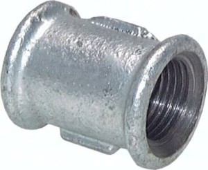 Mufa okrągła Rp 1/4"- Rp 1/4", 25 bar, żeliwo ocynkowane 