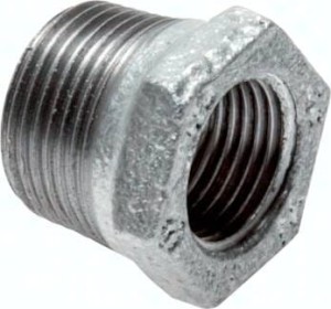 Redukcja R 3/4" - Rp 3/8", 25 bar, żeliwo ocynkowane     