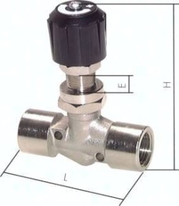 Zawór iglicowy tablicowy G 1/4", mosiądz niklowany