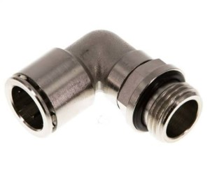 Złączka wtykowa kątowa G 1/2" Ø 14 mosiądz niklowany, Viton do +150°C      