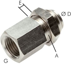 Złączka wtykowa prosta grodziowa GW G 1/8" Ø 8 mosiądz niklowany 