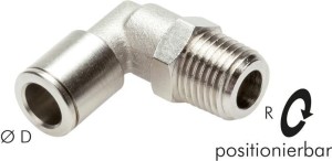 Złączka wtykowa kątowa R 1/8" Ø 6 mosiądz niklowany , Viton 