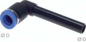 Złączka wtykowa kątowa nyplowa 10 - 10 mm długa   