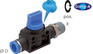 Zawór kulowy wtykowy 3/2 z odpowietrzeniem R 1/4" ⌀ 12