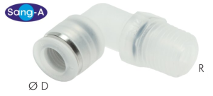 Złączka wtykowa kątowa gwint zew. R 1/8" Ø 6 dla przemysłu półprzewodnikowego  