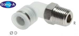 Złączka wtykowa kątowa gwint zew. R 1/8" Ø 6 dla przemysłu półprzewodnikowego   