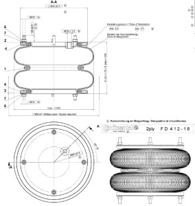 Siłownik poduszkowy dwumieszkowy ContiTech FD 412-18 PO1