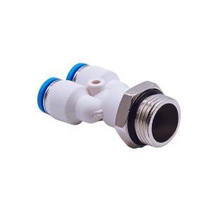 Trójnik wtykowy Y z gwintem zew. G 1/8 ⌀ 10 biały