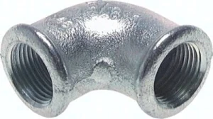 Kolano gwintowane 90°, GW Rp 3/4", 25 bar,  żeliwo ocynkowane  