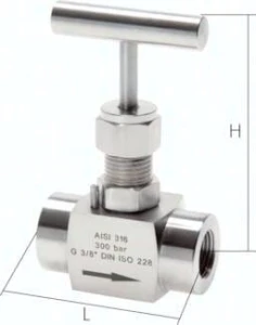 Zawór iglicowy G 1/8", 300 bar, stal nierdzewna