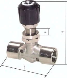 Zawór iglicowy tablicowy G 1/2", mosiądz niklowany  