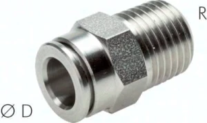 Złączka wtykowa prosta R 1/2" Ø 14 mosiądz niklowany, Viton do +150°C   