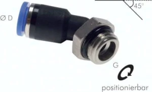 Złączka wtykowa kątowa 45° G 3/8"  ⌀ 6 