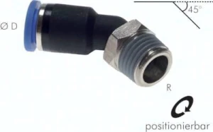 Złączka wtykowa kątowa 45° R 1/4"  ⌀ 10 (teflon)    