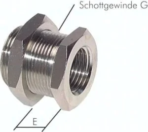Złączka grodziowa  GW G 1/8" - GZ G 1/4", mosiądz niklowany 