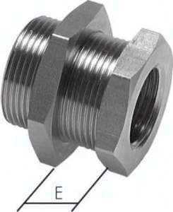 Złączka grodziowa  GW G 1 1/2" - GZ M 54x2, stal nierdzewna    