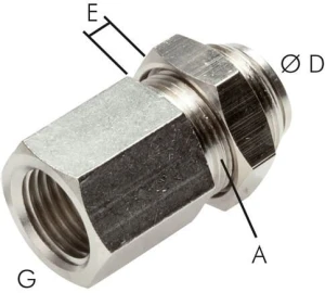 Złączka wtykowa prosta grodziowa GW G 1/8" Ø 6 mosiądz niklowany