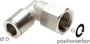 Złączka wtykowa kątowa GW G 1/4" Ø 8 mosiądz niklowany          
