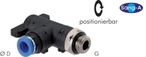 Zawór kulowy wtykowy kątowy ON/OFF G 1/8" ø 8