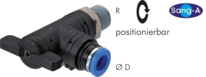 Zawór kulowy wtykowy kątowy ON/OFF R 1/4" ø 6   