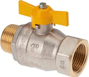 Zawór kulowy do gazu Rp 1/2" - R 1/2" mosiądz motylek 