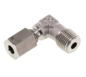 Złączka kątowa hydrauliczna 6 L - R 1/4" stal nierdzewna      