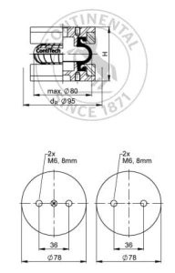 Siłownik poduszkowy jednomieszkowy ContiTech FS 22-3 DI G 1/4 CR