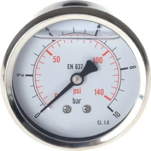 Manometr glicerynowy poziomy D63, G 1/4", 0 do 600 bar              