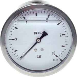 Manometr glicerynowy poziomy D100, G 1/2", 0 do 600 bar         